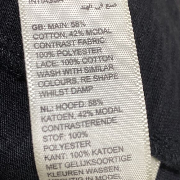 Fat Face Sheer Black Long Sleeve Peasant Blouse Casual Top Size 10 Eyelet Lace - Picture 11 of 11